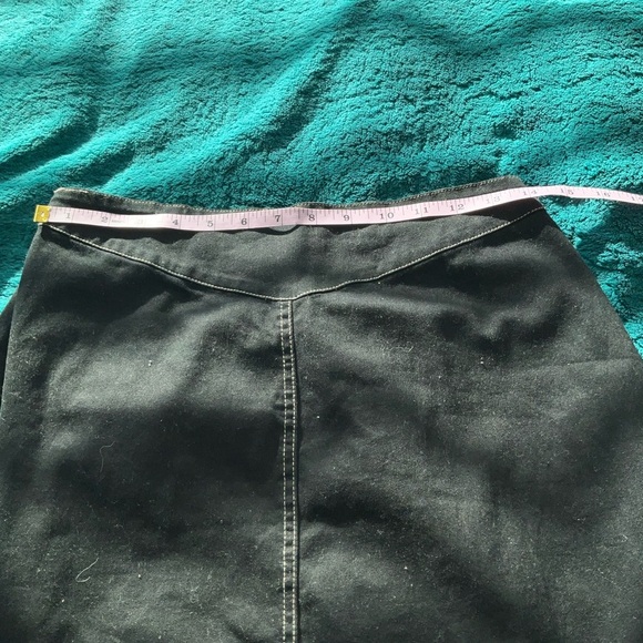 Vintage Denim & Co Sz L Dark Wash Pockets Embroidered Cotton Zip Back Maxi Skirt - Picture 6 of 7